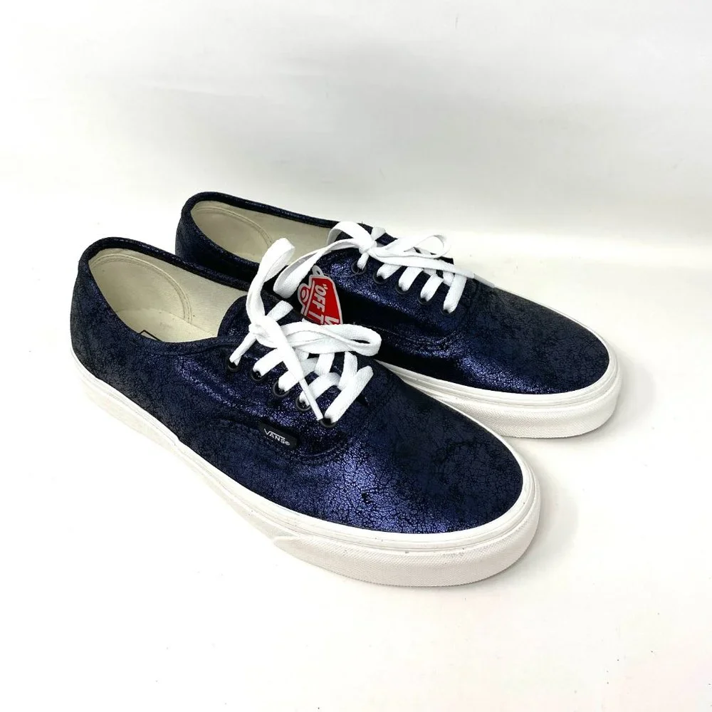 💖MEGA SALE💖Vans Authentic  Womens    Skate Blue Cracked Leather VN0A5HZS9FK - Picture 3 of 11